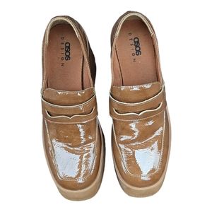 ASOS DESIGN Profile chunky high heeled loafer in tan Sz‎ 7